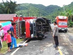 Lolos dari Maut! Truk Hino Terguling di Jalur Berliku Majene–Mamuju, Sopir Selamat Tanpa Luka